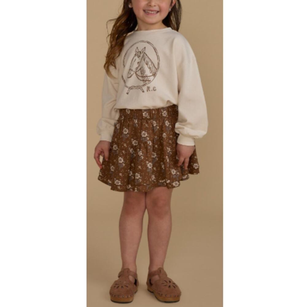 Rylee + Cru Girl's Brown Tiered Autumn Rose Mini Skirt Size 2-3 Years